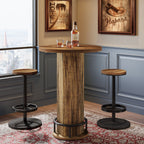23.62-Inch Round Bar Table Set, Industrial Bistro Table with 2 Bar Stools and Metal Footrest for Kitchen Apartment
