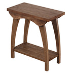 23.62-Inch Solid Wood End Table with Lower Shelf, Farmhouse Side Table for Living Room