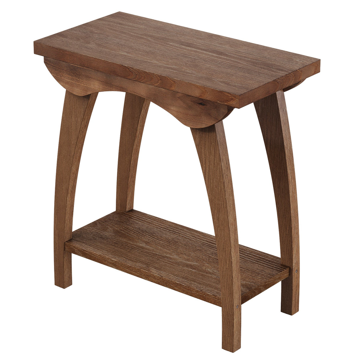 23.62-Inch Solid Wood End Table with Lower Shelf, Farmhouse Side Table for Living Room