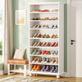 69-Inch Tall Shoe Storage Cabinet with LED Lighting and Solid Wood Legs, 28-Inch Wide 30-Pair Shoe Rack Organizer