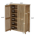 43.31 Inch 6-Tier Shoe Cabinet with Louvered Doors, Farmhouse Shoe Storage Cabinet for Entryway and Hallway