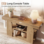 63-Inch Farmhouse Console Table with 3-Tier Storage Shelves, Long Narrow Entryway Table for Living Room and Hallway
