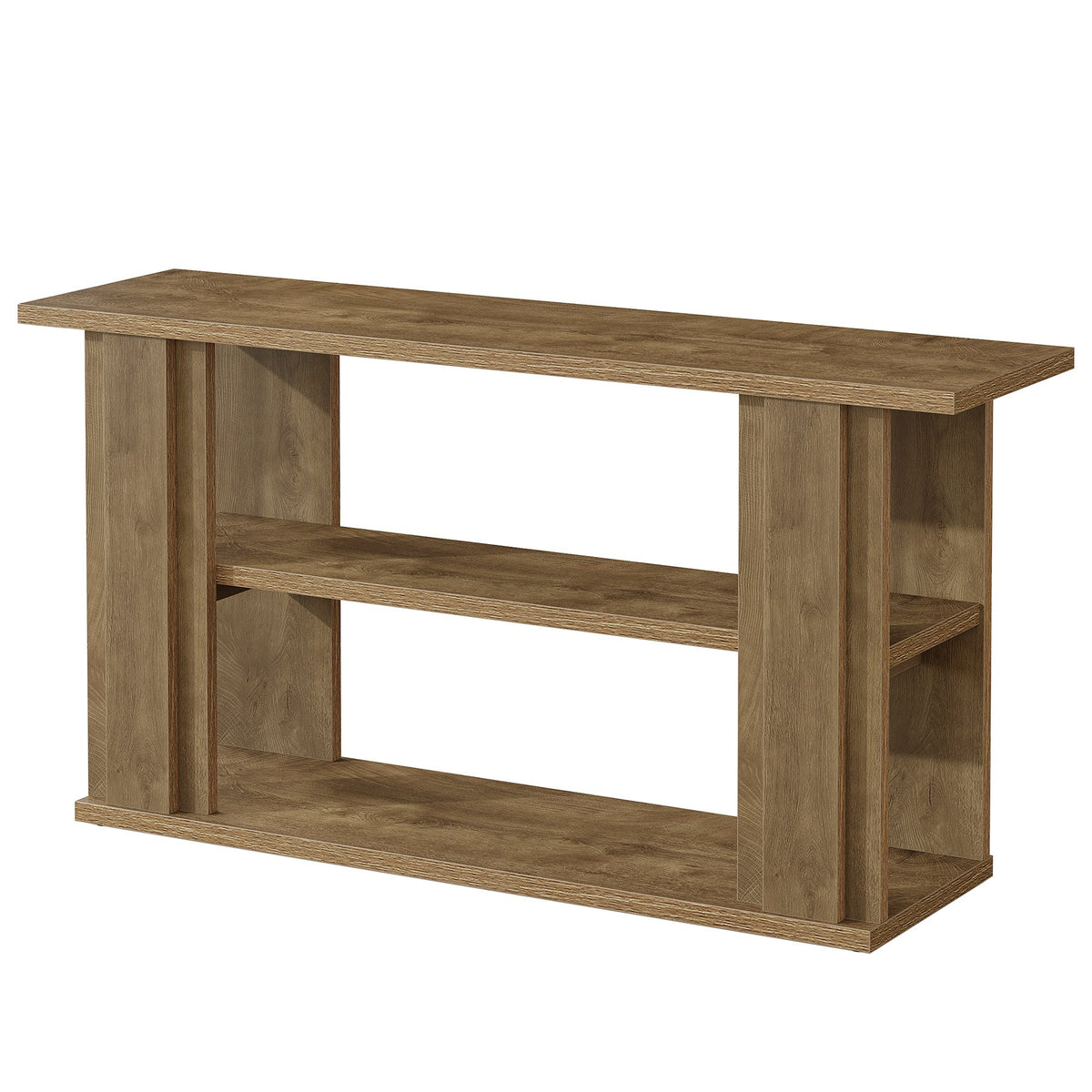 63-Inch Farmhouse Console Table with 3-Tier Storage Shelves and Wide Panel Supports, Narrow Sofa Table for Living Room Hallway and Foyer