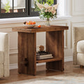 23.62 Inch Solid Wood Side Table with 2-Tier Storage, Farmhouse End Table for Bedroom