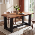 63 Inch Solid Wood Dining Table for 6, Farmhouse Kitchen Table with U-Shaped Legs