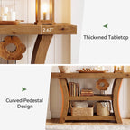 55-Inch Solid Wood Console Table with 3-Tier Storage, Curved Entryway Table for Hallway