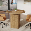 31.5-Inch Round Conference Table with Fluted Pedestal Base, Small Office Meeting Table for Conference Room Study and Home Office