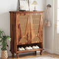 Rattan Shoe Cabinet, 5-Tier Hidden Shoe Storage for Entryway