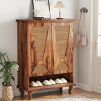 Rattan Shoe Cabinet, 5-Tier Hidden Shoe Storage for Entryway