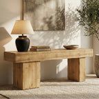 47-Inch Solid Wood Entryway Bench, Thick Seat Bench for Hallway
