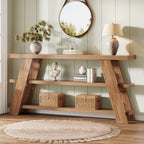 70.9" Farmhouse Console Table, 3-Tier Narrow Sofa Table with Storage
