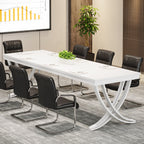 6.5FT Conference Table for 6-8 People, 78-Inch Rectangular Table with Metal Frame