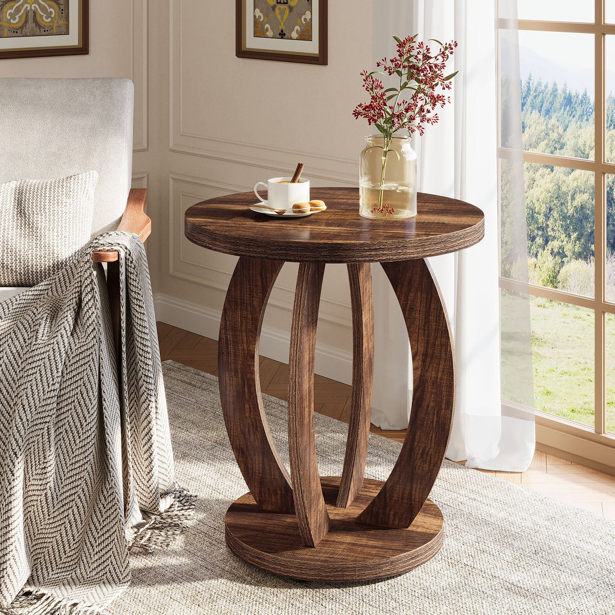 24-inch round farmhouse nightstand