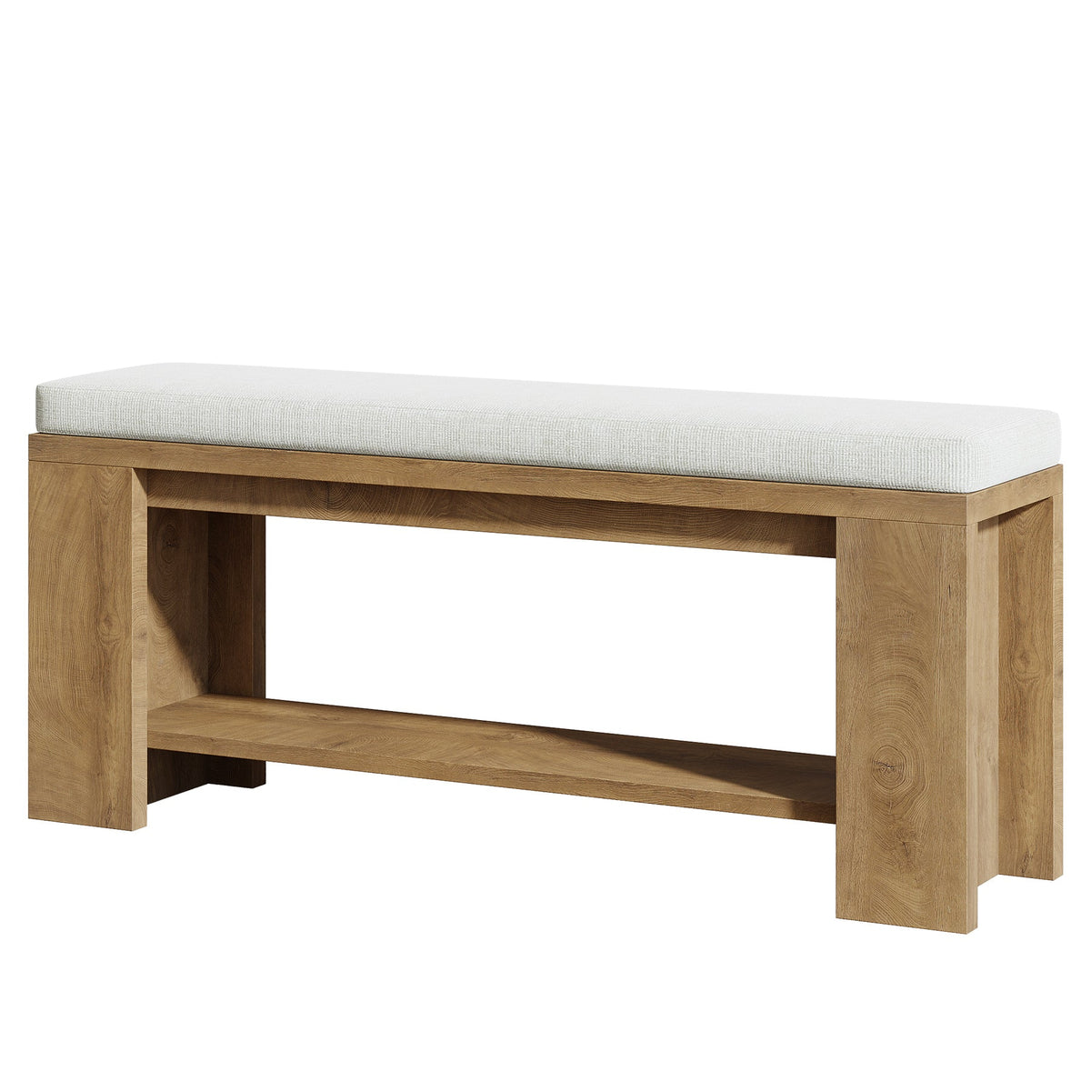 47.24-Inch Upholstered Hallway Bench with Padded Seat, Farmhouse Bed Bench for Bedroom