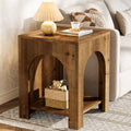 19.69-Inch Farmhouse Side Table with Arch Design, Wooden End Table for Living Room