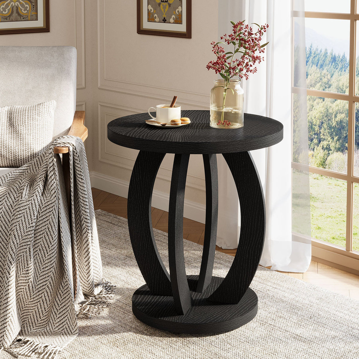 24-inch round farmhouse nightstand