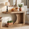 39.4-Inch C-Shaped Solid Wood Console Table, Narrow Modern Entryway Accent Table