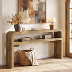 63 Inch Long Console Table with 2-Tier Storage, Narrow Sofa Table for Living Room