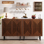59-Inch Vintage Sideboard Buffet Set of 2 with Adjustable Shelves, Farmhouse Storage Cabinet for Kitchen Living Room and Hallway