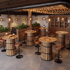 31.5-Inch Round Bar Table with Barrel Base, Farmhouse Pub Table for Kitchen and Home Bar