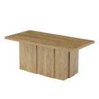 47.2-Inch Coffee Table with Fluted Pedestal Base, Farmhouse Center Table for Living Room