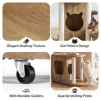31.5-Inch End Table with Cat Scratching Posts, Wooden Cat Condo with Bed for Living Room