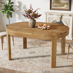 55-Inch Farmhouse Oval Dining Table, Solid Wood Kitchen Table for 4 in Small Spaces