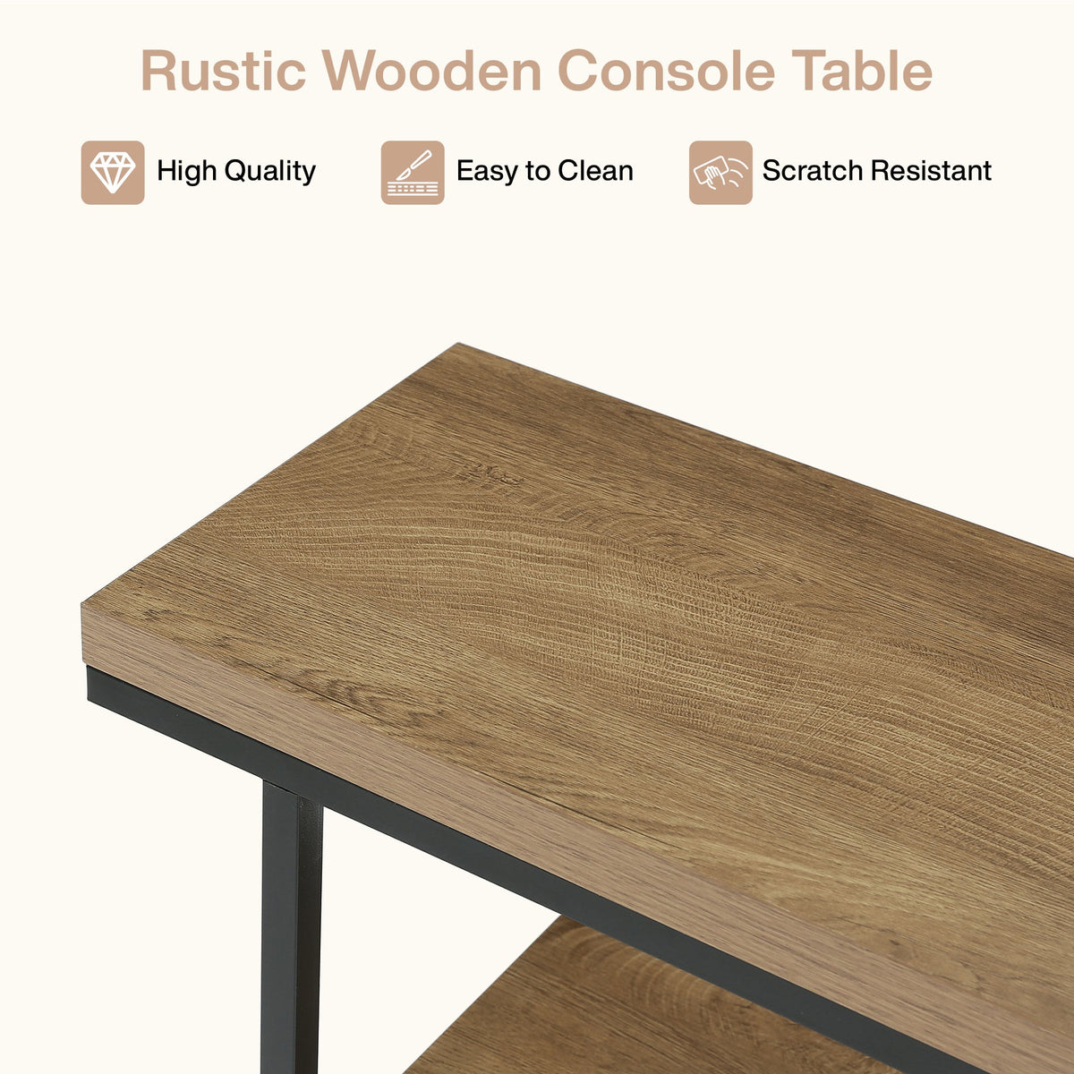39.4" Console Table, 4-Tier Industrial Sofa Table for Entryway