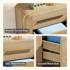 27.55 Inch 2-Drawer Nightstand with Curved Edges, Modern Bedside Table for Bedroom