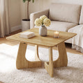 31.5 Inch Square Coffee Table with Interlocking Legs, Mid-Century Table for Living Room