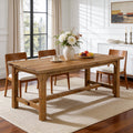 63-Inch Solid Wood 4-6 Seater Dining Table with Thick Top, Rectangular Farmhouse Table