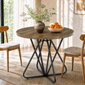 31.5-Inch Round Dining Table with Geometric Metal Base, Small Kitchen Table for 2-3 People