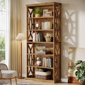 70.8-Inch Tall Bookshelf, 6-Tier Rustic Wooden Bookcase with Anti-Tipping Kit