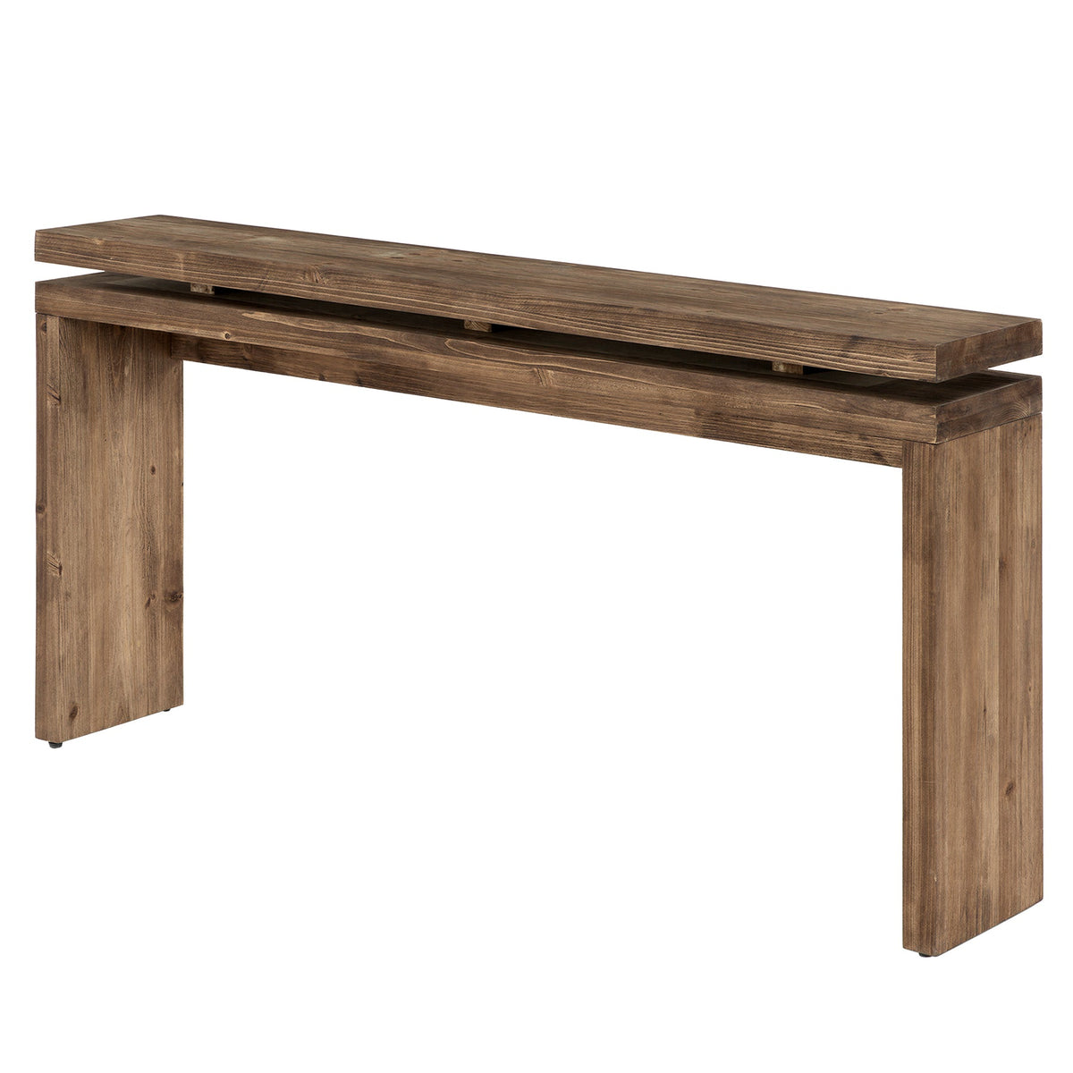63-Inch Solid Wood Console Table with Double-Layer Top, Farmhouse Sofa Table for Entryway Hallway and Behind Couch