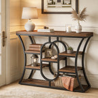 41.3" Sofa Table, Industrial Console Table with Shelves