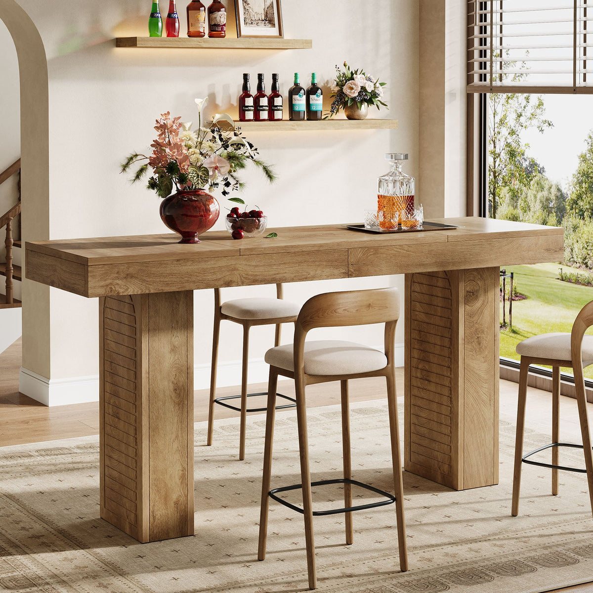 70.9 Inch Extra Long Bar Table for 4-6, Counter Height Pub Table for Kitchen and Home Bar