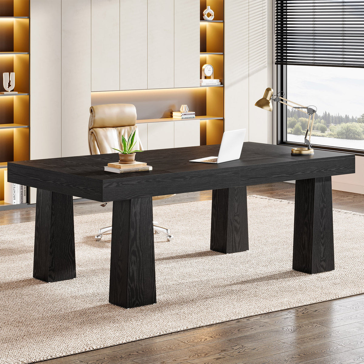 63" Executive Desk, Industrial Computer Desk for Home Office