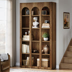 70.87-Inch 5-Tier Arched Bookcase, Mid Century Modern Tall Bookshelf with Open Shelves for Home Office