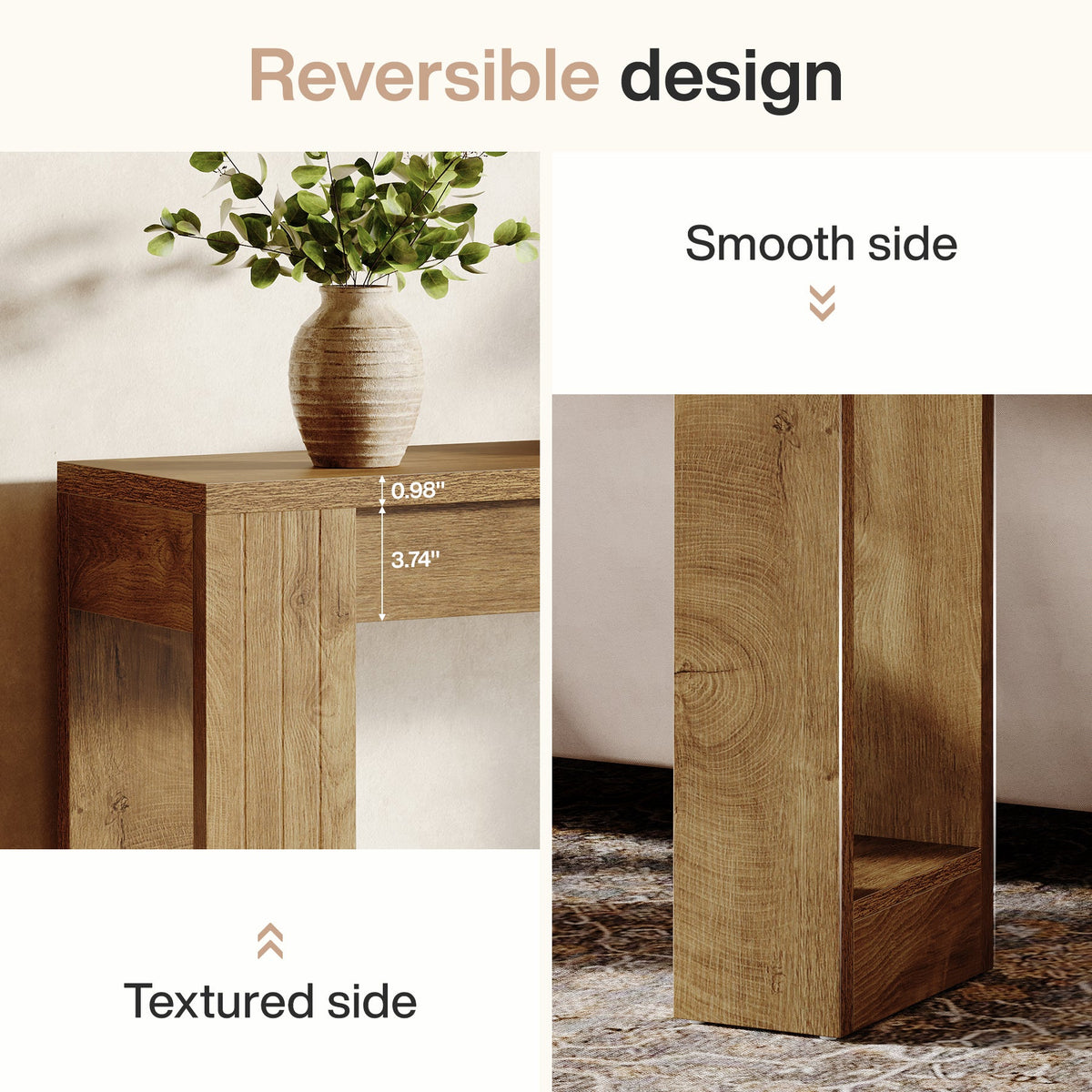 41.3-Inch Wood Console Table for Entryway, Modern Sofa Table with Double Wooden Base