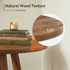 47.2 Inch Solid Wood Round Dining Table for 4, Farmhouse Kitchen Table with Trestle Base