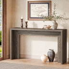 55-Inch Farmhouse Console Table with Storage, Narrow Wooden Entryway Sofa Table