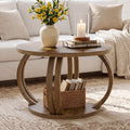 31.5 Inch Round Coffee Table with Storage, Sculptural Curved Base for Living Room