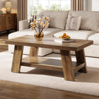 47" Rustic Farmhouse Coffee Table - 2-Tier Rectangular Storage Center Table for Living Room