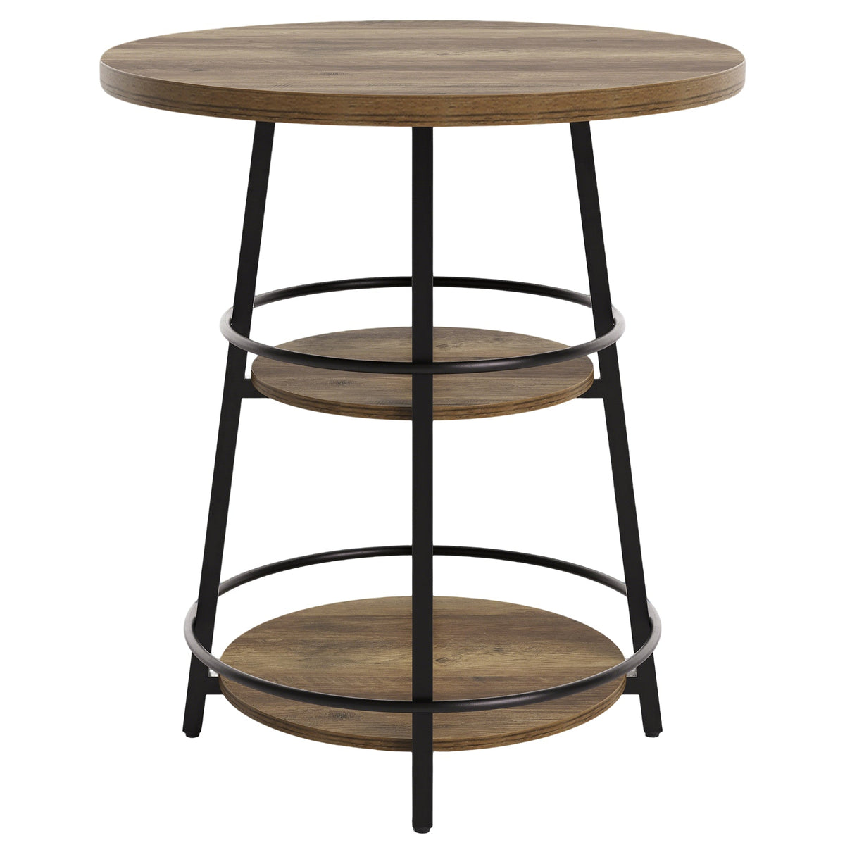 35.4-Inch Round Bar Table, Counter Height Pub Table with Storage Shelves for Kitchen and Small Spaces