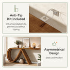 57-Inch Curved Console Table, Solid Wood Sofa Table for Hallway