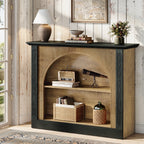 43.3 Inch Narrow Console Table with 3-Tier Storage and Semi-Open Design, Mid-Century Sofa Table for Living Room