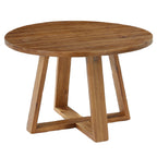 47.2 Inch Solid Wood Round Dining Table for 4, Farmhouse Kitchen Table with Trestle Base