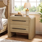 27.55 Inch 2-Drawer Nightstand with Curved Edges, Modern Bedside Table for Bedroom
