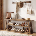 62.99 Inch Solid Wood Console Table with 3-Tier Shelves, Farmhouse Hallway Table