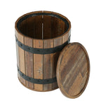 19.68-Inch Barrel Side Table with Hidden Storage, Farmhouse Round End Table with Removable Lid
